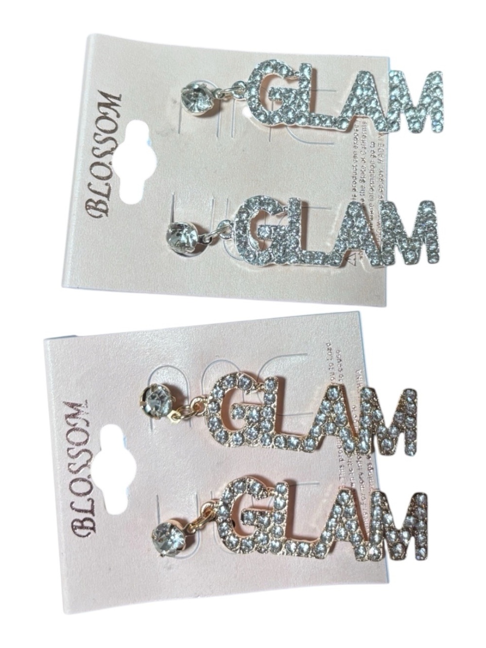 2 pairs GLAM Crystal Drop Earrings - Silver and Gold